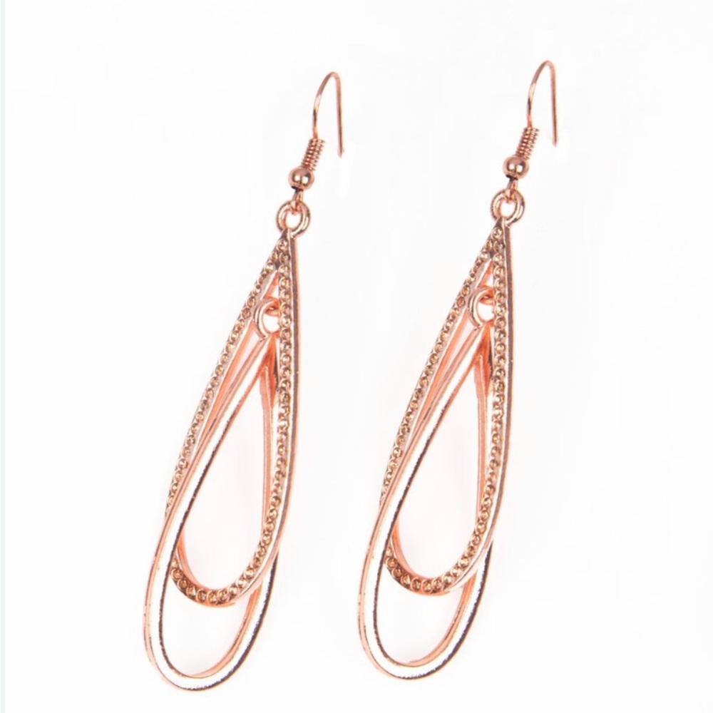 Paparazzi Gold Teardrop Earrings with Geometric Design